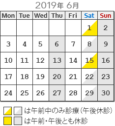 6月の臨時休診日 6月の臨時休診日